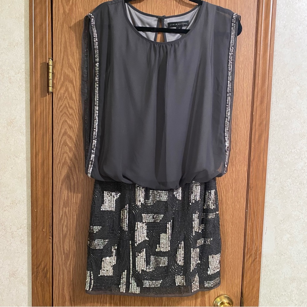 Aidan Mattox Sequin Cocktail Dress
Size 2 | Black with silver sequins